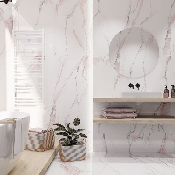 Marmor Klinker Fantasy Marble Lyserød Poleret 60x120 cm-0